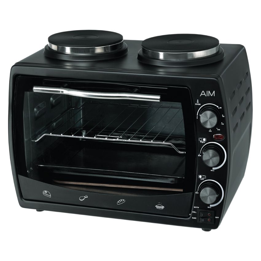 AIM 22 Litre Compact Oven with Two Solid Hotplates